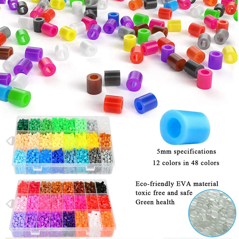 Juego de caja de 24/72 colores, juguete de cuentas hama de 2,6/5mm perler, rompecabezas educativos 3D para niños, juguetes diy, cuentas fusibles,