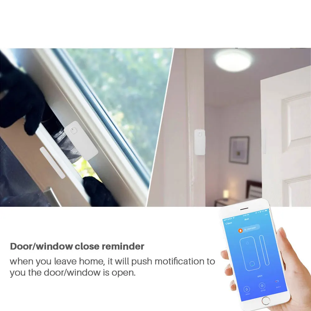 Tuya-インテリジェントwifiドア/ウィンドウセンサー,アプリ通知,ホームセキュリティアラーム