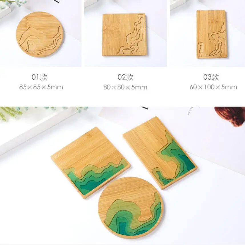 DIY Bamboo Wood Mould Dried Flower Resin Decorative Craft DIY Irregular Coaster Epoxy Resin Molds for Jewelry