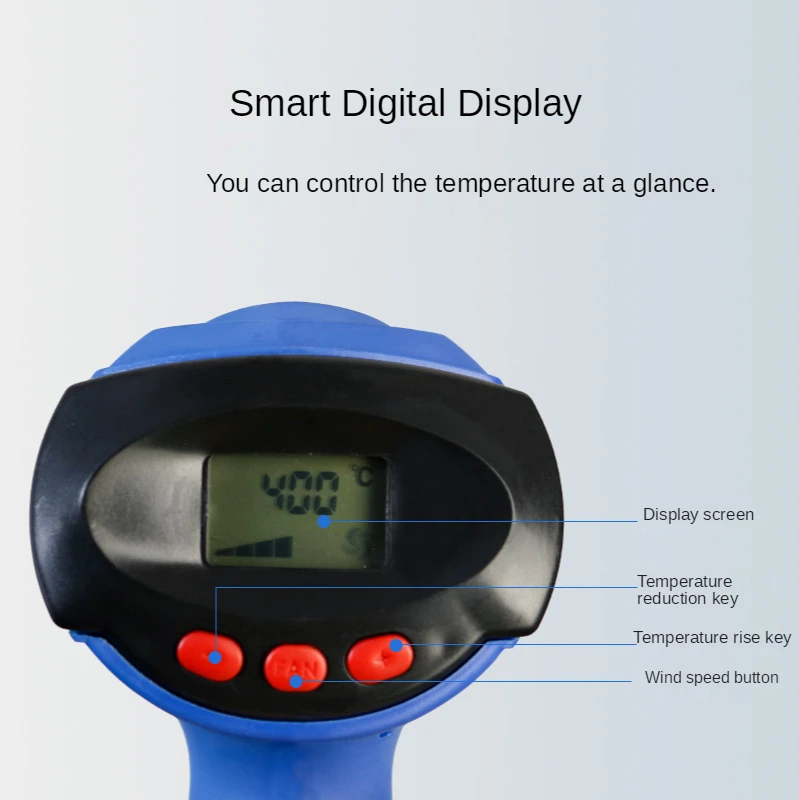 220V Intelligent hot air gun digital display temperature control auto film shrink film drying gun industrial hair dryer