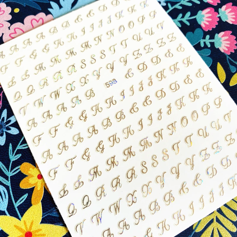 Newest Five-color English alphabet series 3d nail art sticker nail decal stamping export japan designs rhinestones  decorations