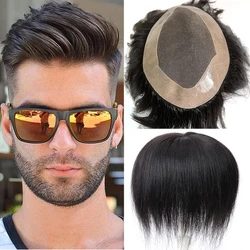 Peruca indiana de cabelo humano real para homens, toupee durável, cabelo natural, base mono, macio, 100% desprocessado, unidade do sistema de substituição