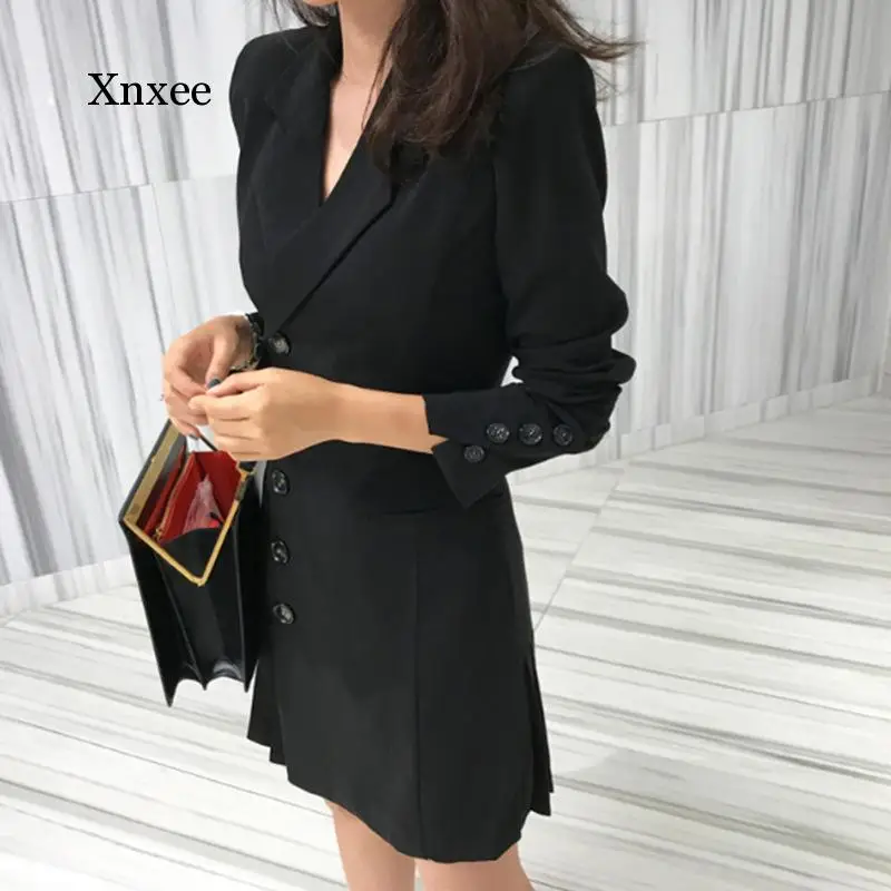 2021 Office Blazer Dresses Black Red Formal Wear Elegant Women Double Breasted Jacket Female Suit Spring Sexy Ladies Clothes New