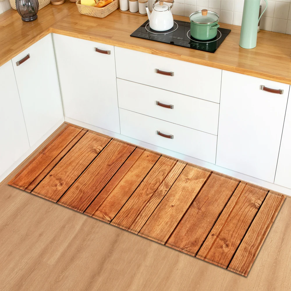 Marble 3D Wood Grain Pattern Bedroom Hallway Anti-Slip Rug Kitchen Carpet Absorbent Mat Doormat for Entrance Door Long floor mat