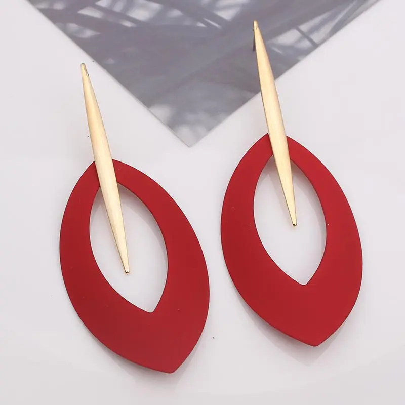 Red Earrings for Women Vintage Big Statement Long Dangle Earrings Wedding Bridal Boho Trendy Earrings Fashion Jewelry 2019