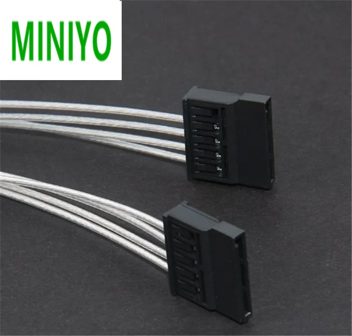 

Посеребренный провод Molex 4pin IDE от 1 до 2 SATA 15Pin, блок питания для жесткого диска, сплиттер, кабель, шнур для DIY ПК Sever 20 см