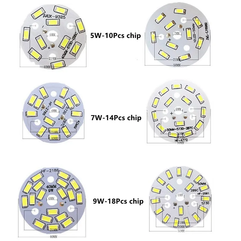 

5pcs SMD5730 LED Chip Board 5W 7W 9W 300mA Constant Current Lamp Bead Board Aluminum Lamp Plate for LED Bulb Downlight Spotlight