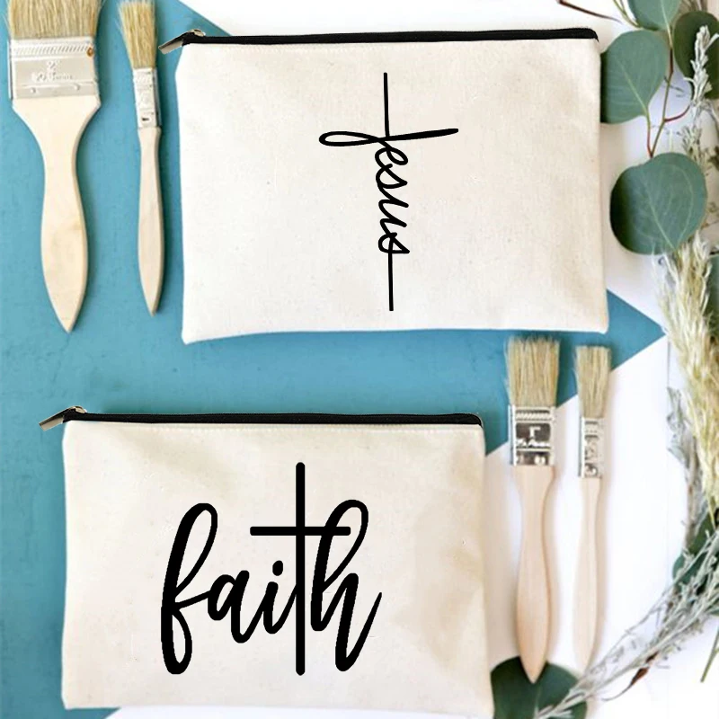 Jesus cross faith christian Cosmetic Bags Women Neceser Makeup Pouch Wash Toiletry Bag Travel Organizer Case Bolsas easter gifts