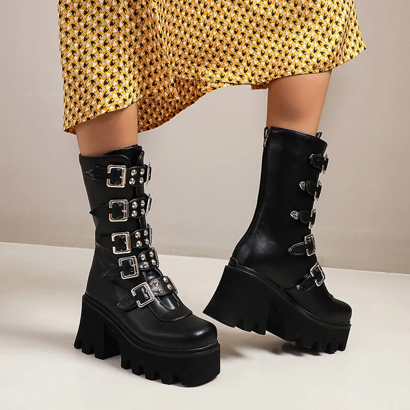 Gótica para mujer zapatos de plataforma, botas militares de combate, gótico estilo, Punk oscuro, Lolita, zapatos Mary Jane de mídia