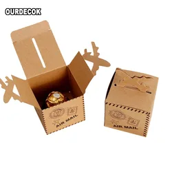 50pcs Kraft Paper Candy Box Travel Theme Vintage Favors Airplane Air Mail Baby Shower Gift Box Wedding Souvenirs scatole regalo