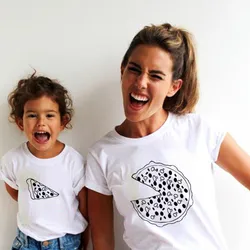 Mother Daughter Tshirt Pizza Mommy and Me Clothes Family Matching Outfits Look Mom Mum Mama and Daughter T Shirts Clothes