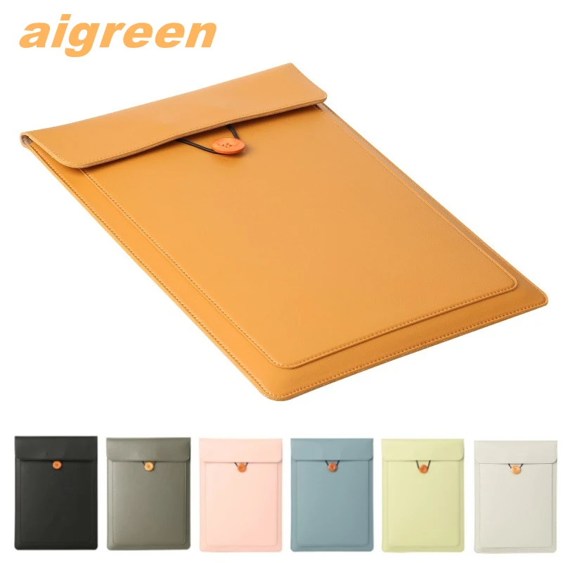 Aigreen-funda de piel sintética para ordenador portátil, bolsa de piel sintética para Macbook Air Pro M1, Notebook, 10,11,12,13,14,15, 4 pulgadas, envío directo