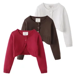 3-8T Toddler Kid Baby Girls Clohtes Autumn Winter Knit Top Long Sleeve Elegant Cardigan Sweater Cute Sweet Knitwear Coat Outfit