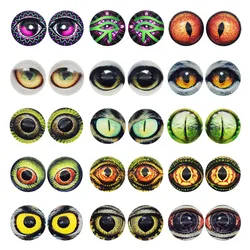 5-25pair 6-30mm Round Dragon Animal Evil Eyes Flatback Cameo Cabochons For Bracelet Earrings Lizard Glass Eyes Cabochons