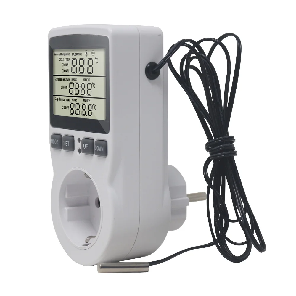 KT3100 Digital Timer Switch Socket 230V 16A Timing Thermostat Temperature Programmable Thermal Controller Heating Mat Heat Pad