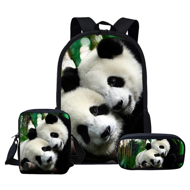 Cute Panda Printed Bookbag School Bag Set School Backpack for Teenagers Girls Boys Schoolbags Kids Backpacks mochila escolar