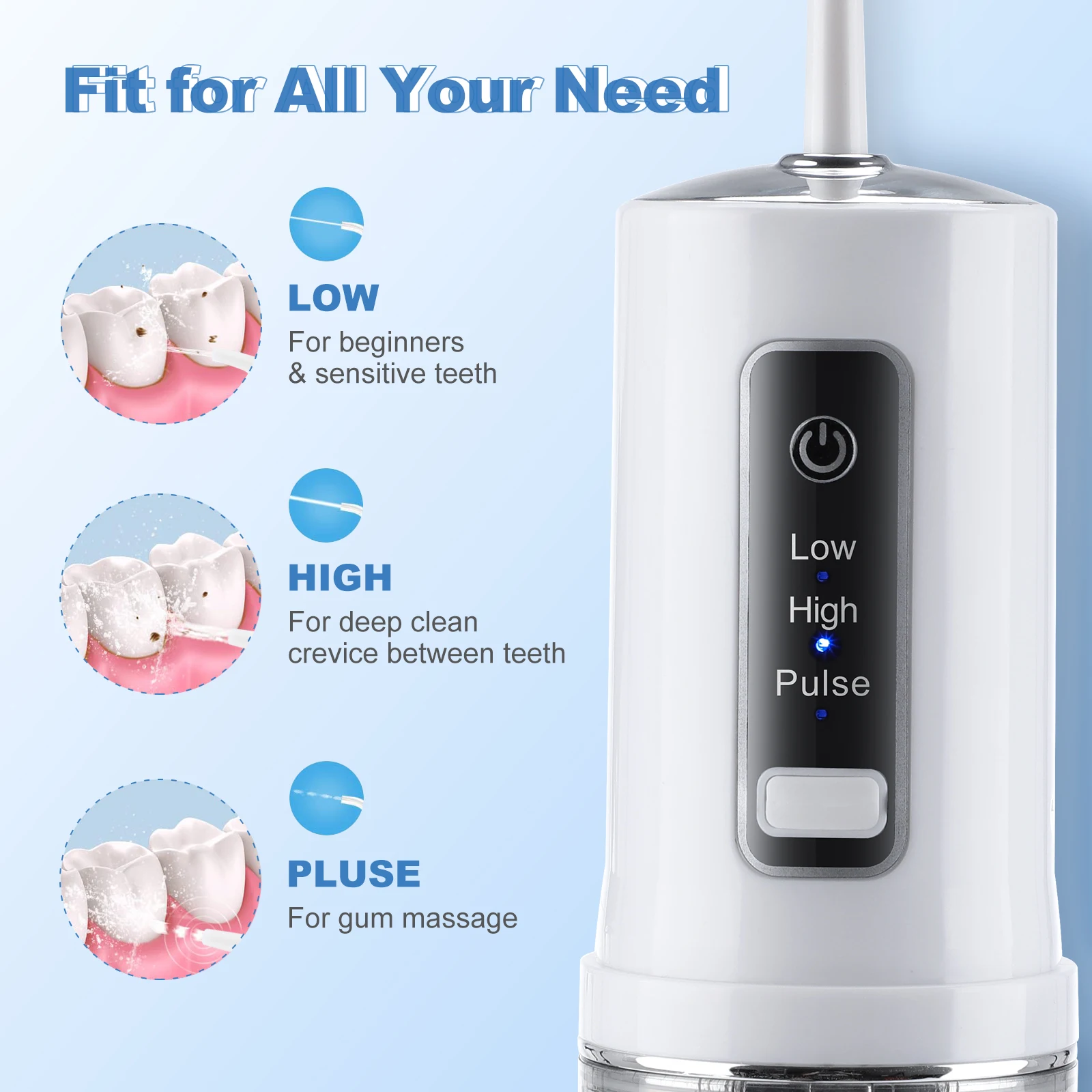 Minilimpiador Dental eléctrico, irrigador bucal, escalador Dental inalámbrico, depósito de agua de 230ML, con Base de almacenamiento para viajes