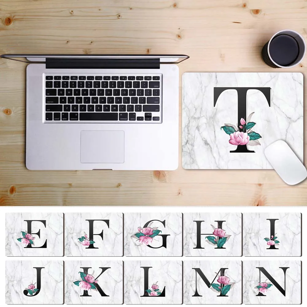 

Mouse Mat Laptop Lederen Gaming Muizenmat Nieuwe Bureau Kussen Mode Marble Letters Pattern Small Mouse Pad