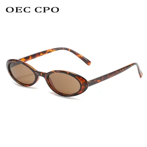 OEC CPO сексуальные маленькие овальные женские солнцезащитные очки 2021 Новая мода леопардовые коричневые популярные солнцезащитные очки женские ретро цветные очки