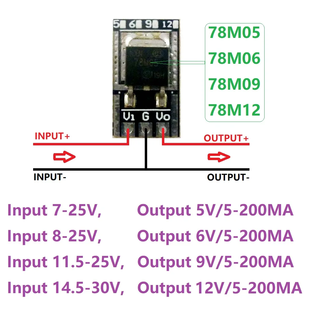 Alimentatore breadboard 78M05 7806 L7809 LM7812 Modulo regolatori positivi a tre terminali Scheda LDO da 7-30 V a 5 V 6 V 9 V 12 V