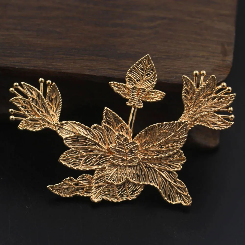 

6pcs Brass Casted Lotus Flower Branch Leaf Charms Oriental Pendant Mori Girl DIY Wedding Jewelry Accessories Quality Gold Color