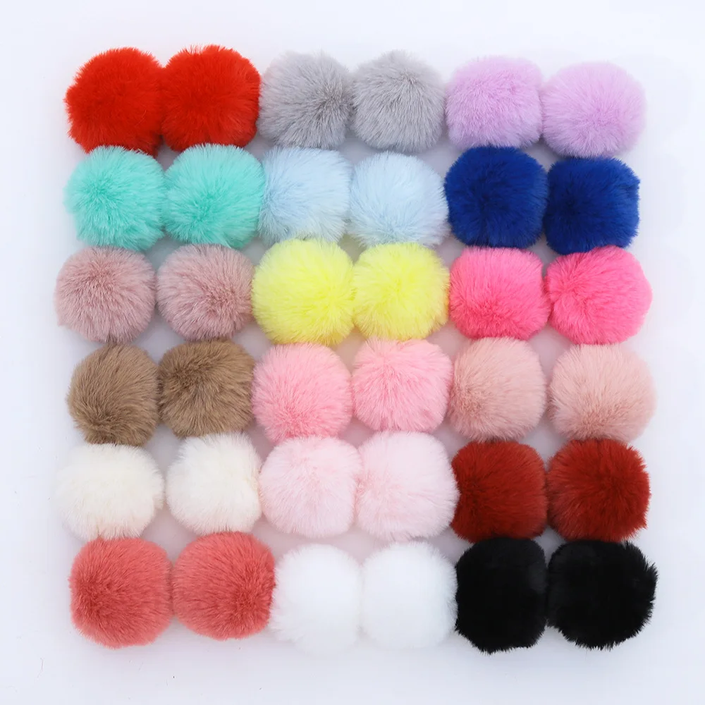 Mixed Color DIY 4-5cm Faux Rabbit Fur Pompom Artificial Fur Balls Fur Pom Pom For Hats Cap For Scarf Gloves Keychain H291