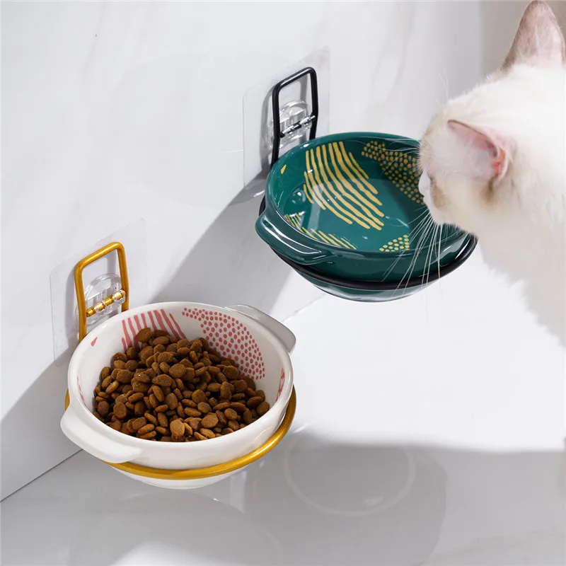 

New Ceramics Pet Bowl Dog Cat Bowl Hang Stationary Dog Cage Water Food Feeder Cats Dogs Puppy Hanging Wall Cage Dishes