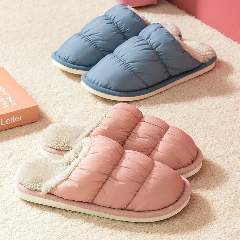 

Nice Women Winter Slippers Waterproof Warm Plush Ladies Home Cotton Shoes Soft Non-Slip Woman Indoor Flat Shoes Female Slipper