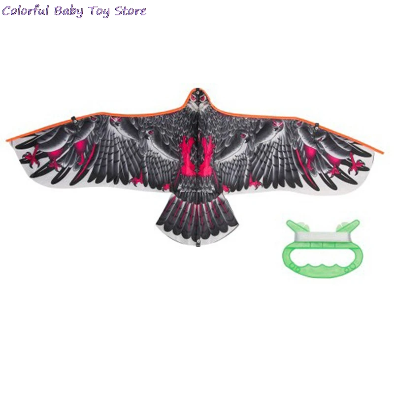 Cometa de águila plana para niños, cometas de pájaros voladores con cuerda de 30 metros, calcetín de viento para exteriores, juguetes de tela para jardín, regalo para niños, 1,1 m