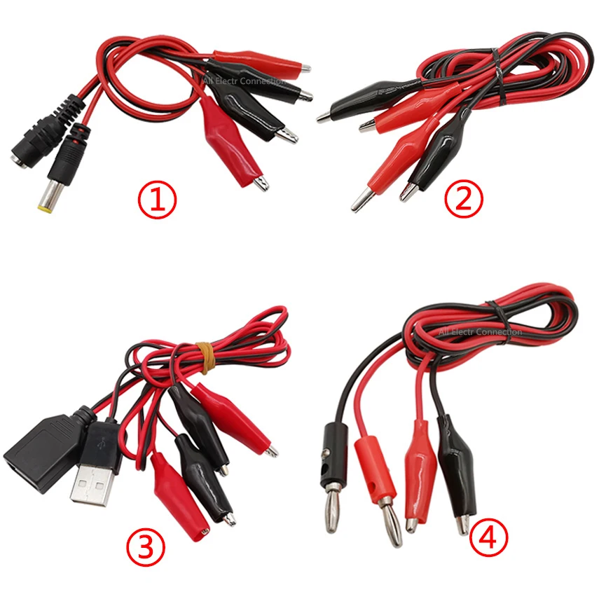 Alligator Clips to Banana Plug/USB Male Female/DC Power Plug Crocodile Clip Test Cable Lead Probe for Measure Multimeter Tools