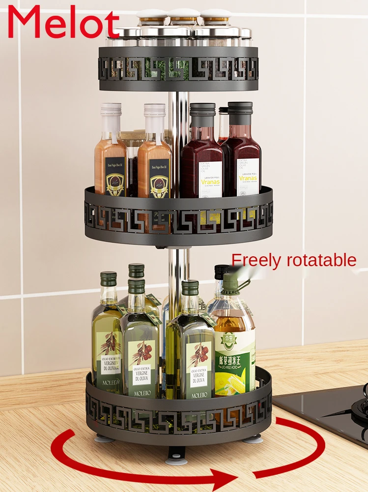 Rotating Seasoning Rack Kitchen Storage Condiment Storage Shelf Corner Condiment Bottle Rack