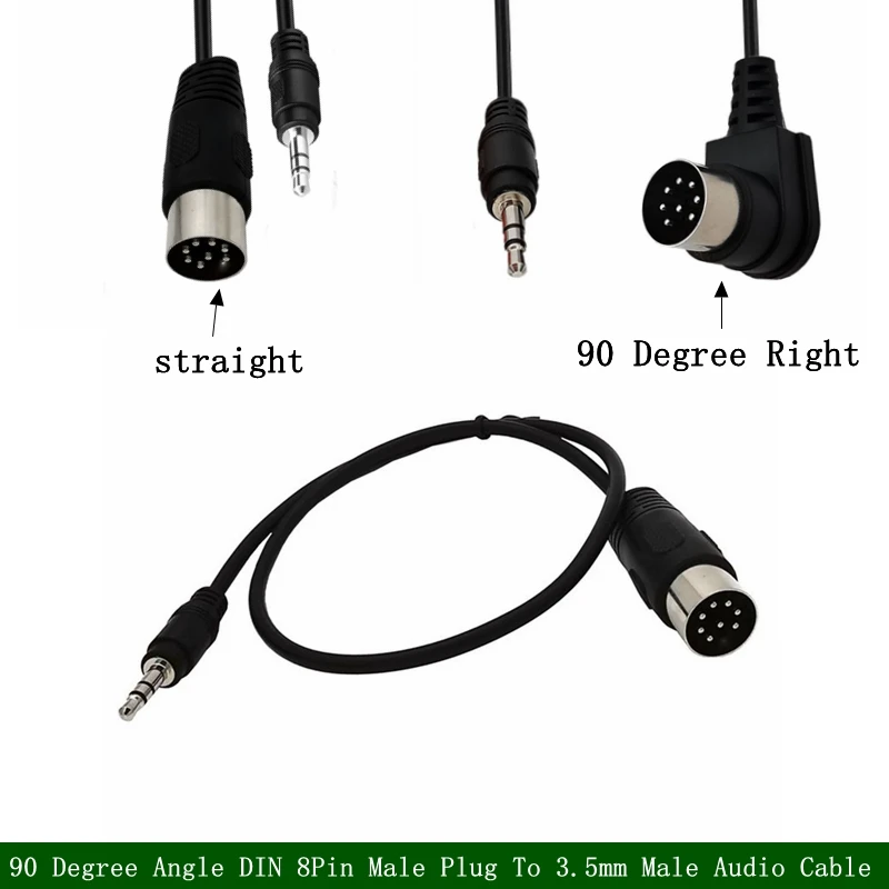 90 Degree Right Angle DIN 8P 8Pin Din Male Plug To 3.5mm Male Audio Adapter Cable 180cm