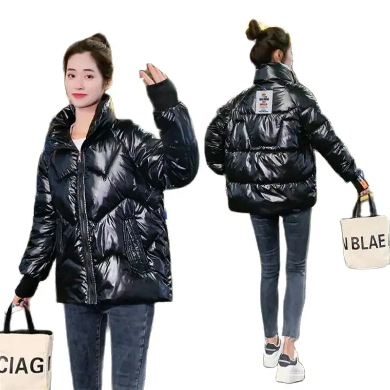 

Down Padded Jacket Women's Short Bright Face 2023 Winter New Stand-Up Collar Lady Cotton Coat Korean Version Trend M476