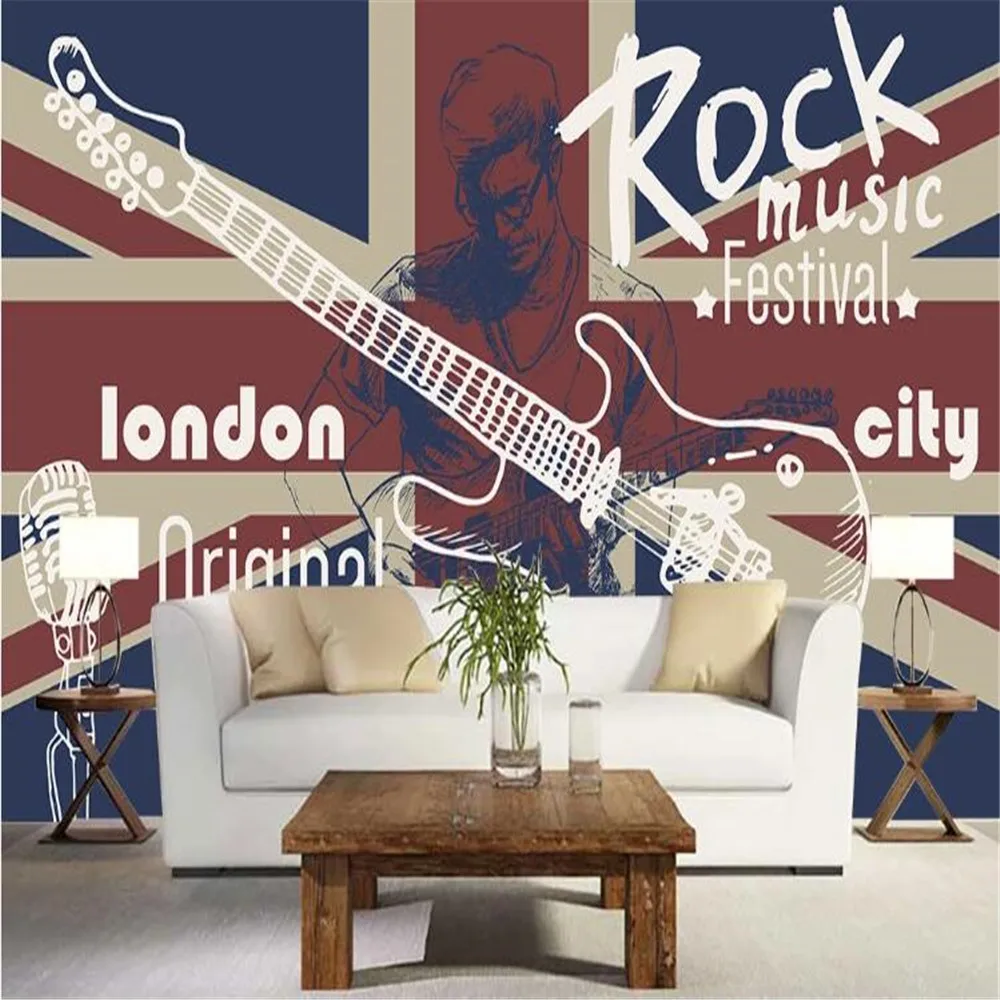 

Milofi custom large wallpaper decorative painting British rock music background wall painting decorative painting photos