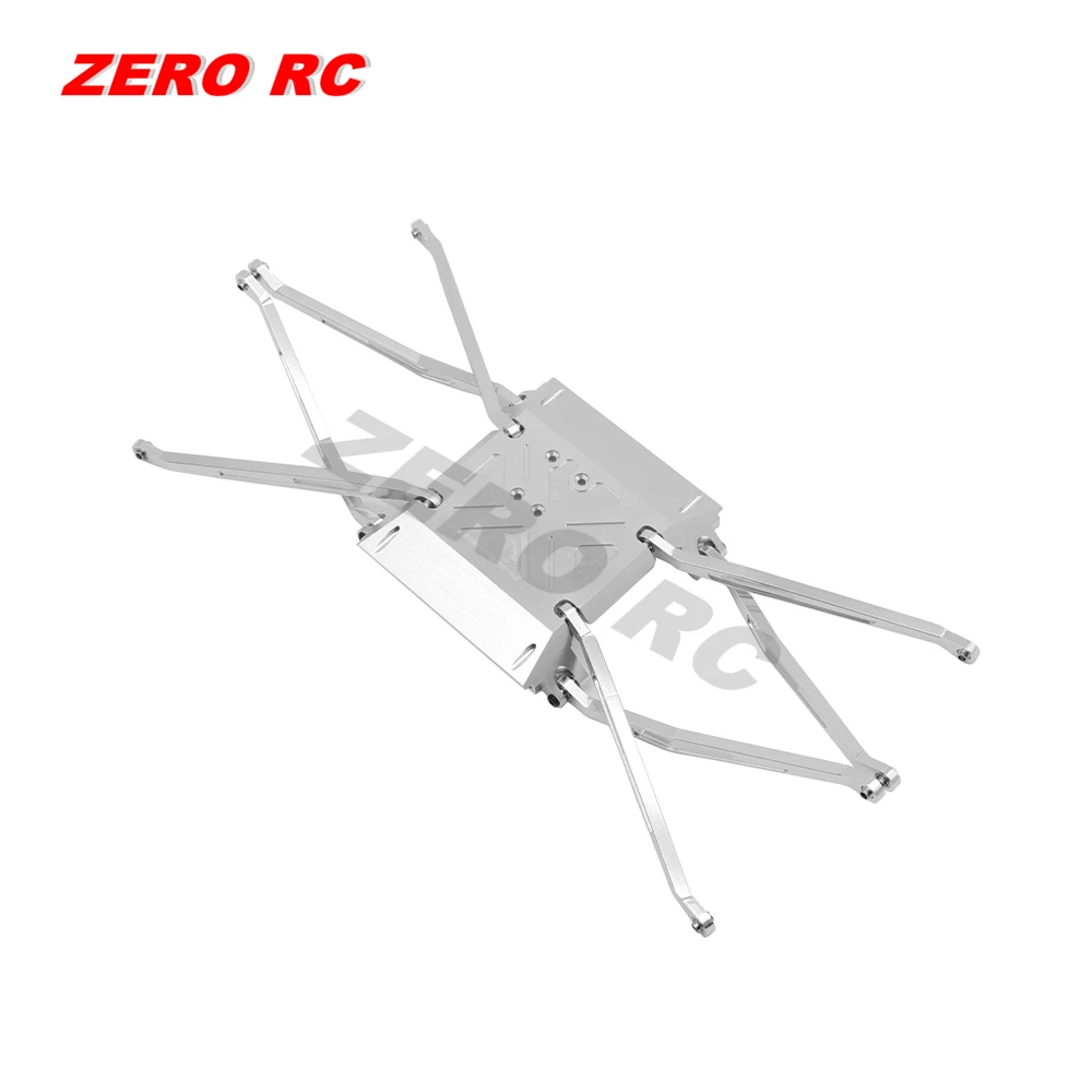 1/10 SCALE RC CAR AXIAL WRAITH CNC FULL ALLOY SKID PLATE WITH SUSPENSION LINKAGE ARM SILVER