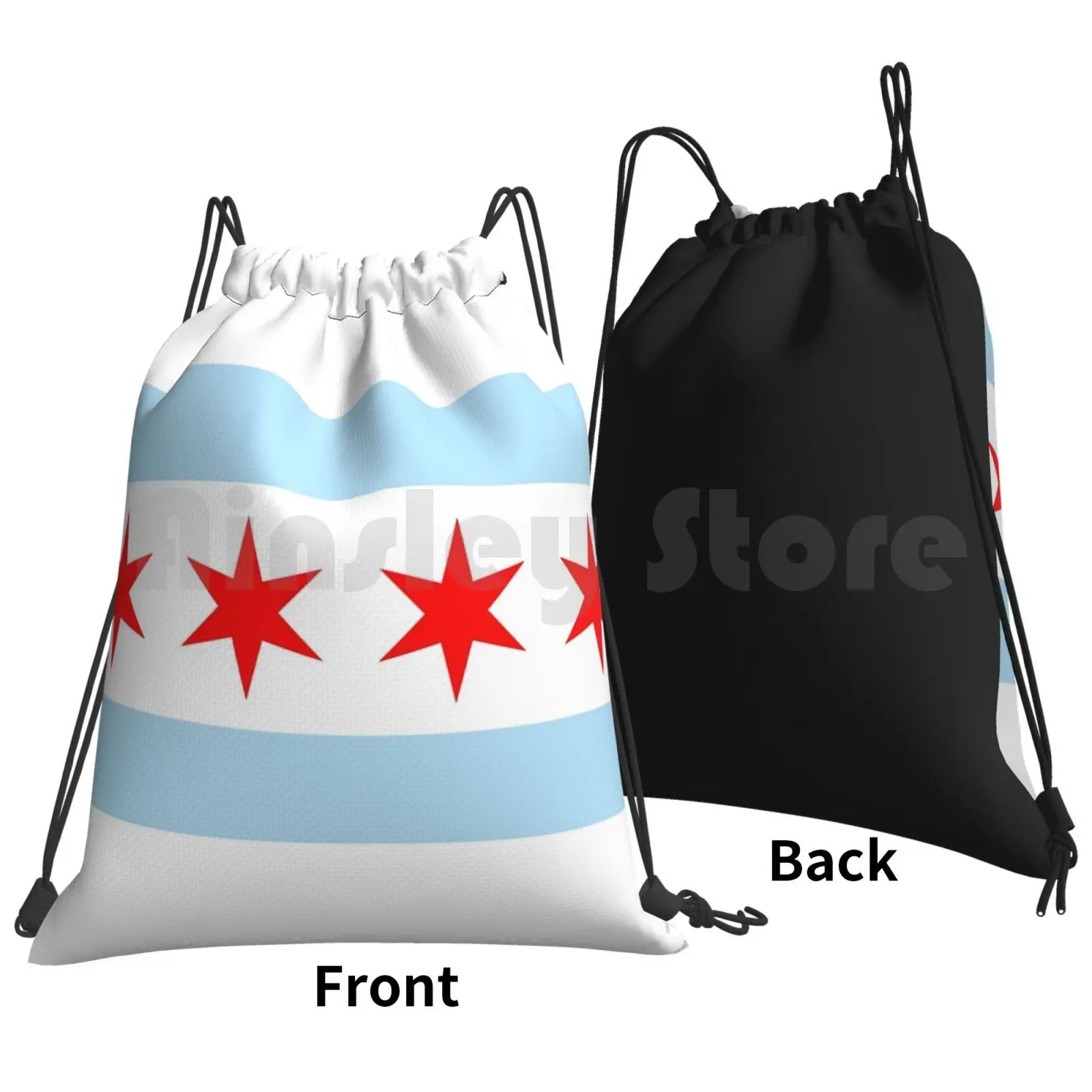 Chicago City Flag Of Illinois Sticker And More! Backpack Drawstring Bags Gym Bag Waterproof Chicago City Of