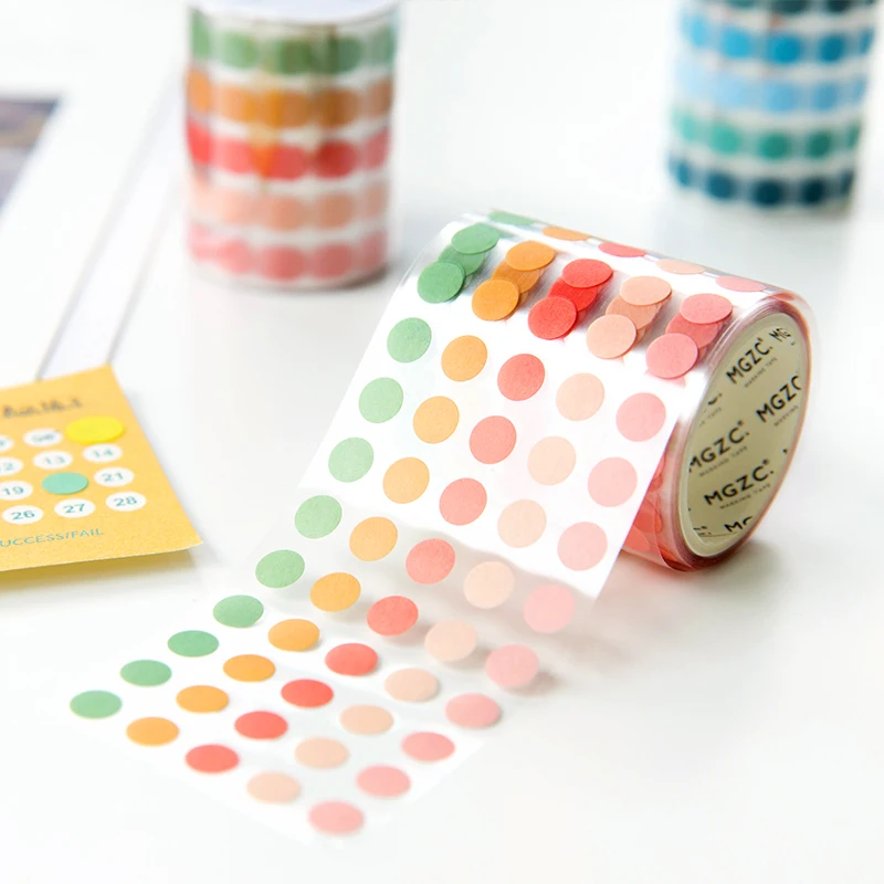 Yoofun 5*300cm Color Dots Decorative Adhesive Washi Tape Masking Tape DIY Scrapbooking Sticker Label Japanese Stationery