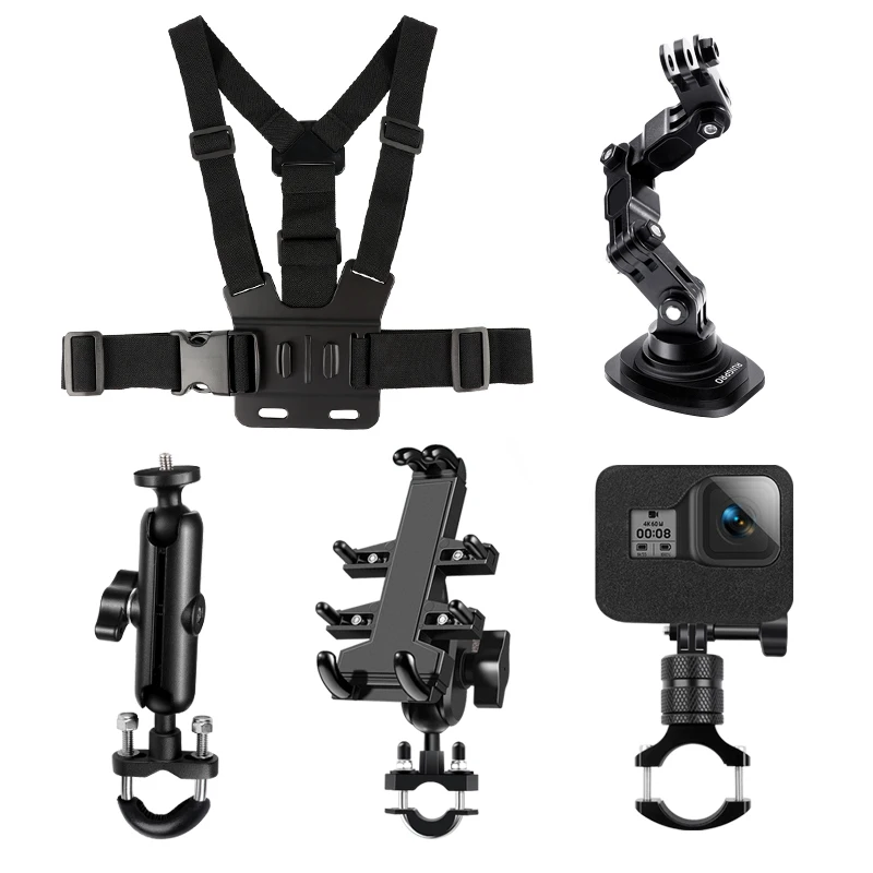 Motorcycle Bike Holder Handlebar Mirror Mount Bracket 1/4 Metal Stand For GoPro Hero10/9/8/7/6/5/4/3+ OSMO Action phone clip