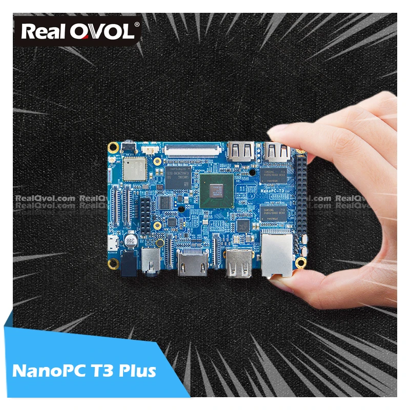 

RealQvol FriendlyELEC NanoPC T3 Plus Development Board,S5P6818 Cortex-A53 1.4GHz+2GB DDR3+16GB eMMC, support Android/Debian