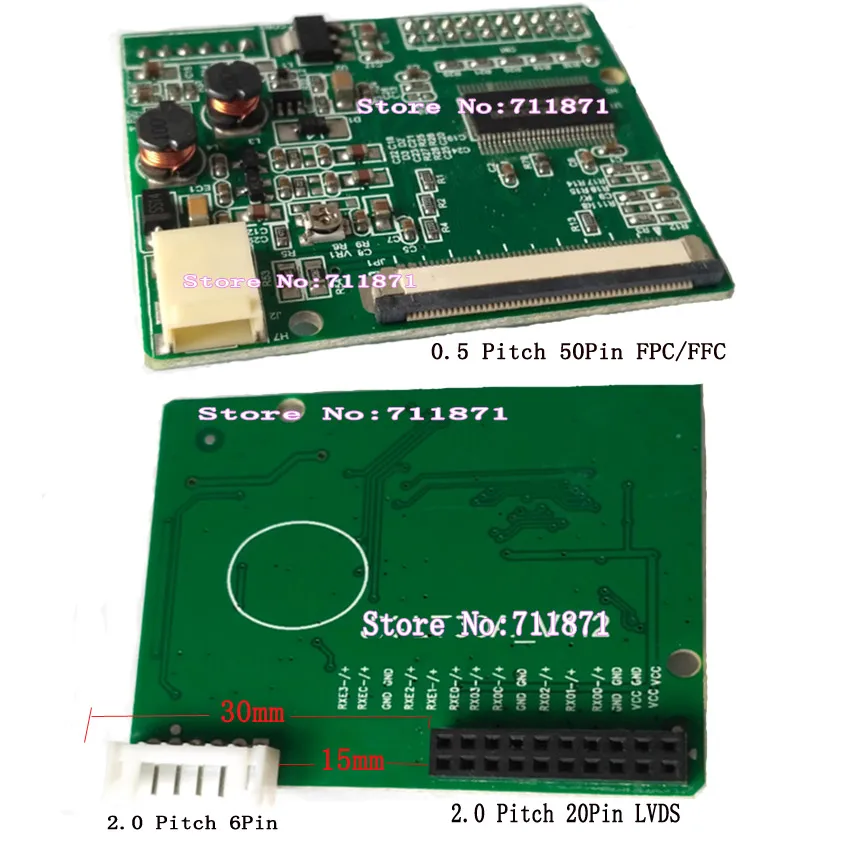 0.5 Pitch 50Pin FFC FPC TTL LVDS złącze adaptera 50 Pin 50 P TTL LVDS płyta adaptera płyta TTL 50Pin FPC LVDS Adapter złącza