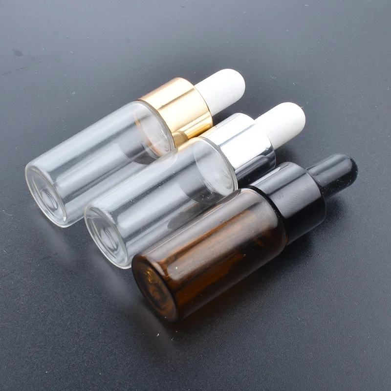 

20PC 10ml Black Metal Cap Refill Dropper Amber Glass Bottle Essence Massage Plant oil Serum Aromatherapy Liquid Pipette Skincare