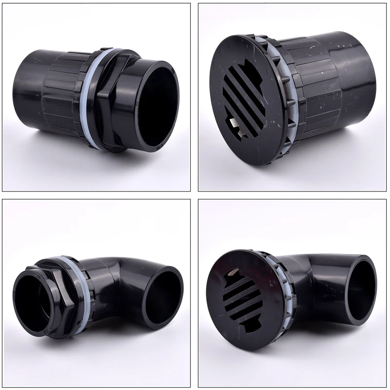 1PC I.D 20~50mm Black PVC Pipe Aquarium Fish Tank Drainage Connectors Overflow Thread Home DIY Water Tank Supply Tube Joints