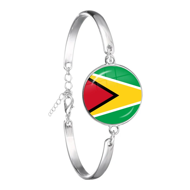 Trinidad,Sierra leone,Jamaica,Guyana,Ghana,UK,Libya,Estonia,India National Flag Glass Cabohcon Bracelet For Women Men Kids Gift