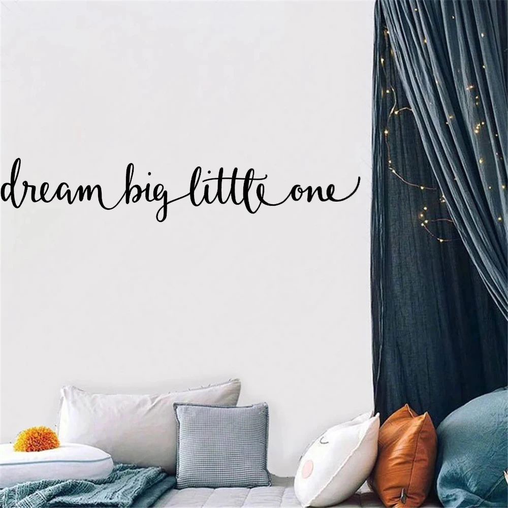 Dream Big Little One Quote Wall Sticker Baby Nursery Kids Room Inspirational Motivational Quote Vinyl Wall Decal Bedroom