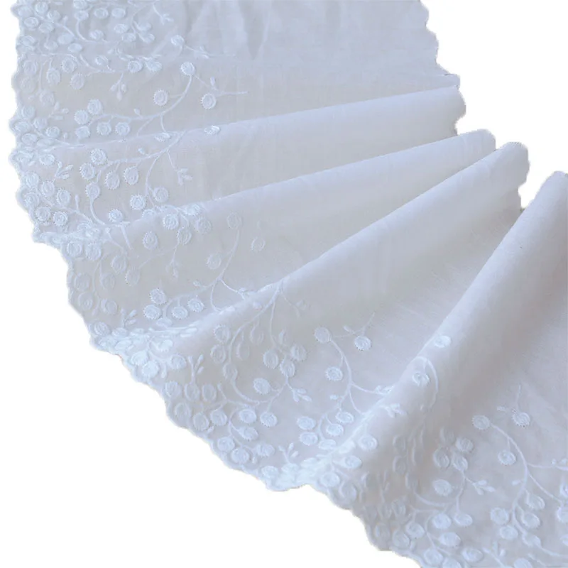 1yard White cotton lace embroidery lace wool dress with curtains lengthening hand-made pure cotton accessories 21cm wide