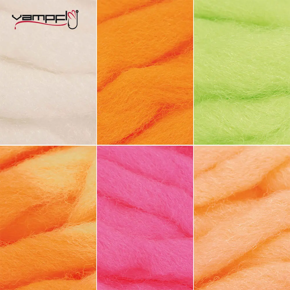 Vampfly 6Packs Egg Fly Tying Egg Yarn Trout Slamon Glow Bug Fly Tying Material Yellow Orange White Blue Green