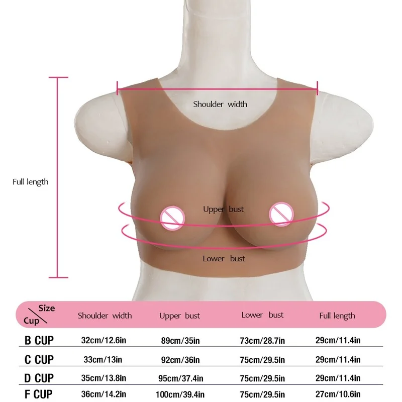 Realistic Silicone Breast Cup-shaped Fake Breast Cotton B C D F Filling Suitable for Transvestites Thinner Material