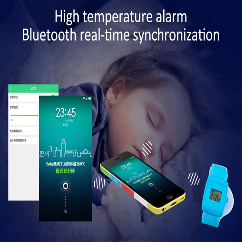 New LCD Bluetooth Children Kids Thermometer Digital Fever Thermometer Intelligent Watch Thermometer Reminder Baby Health Care