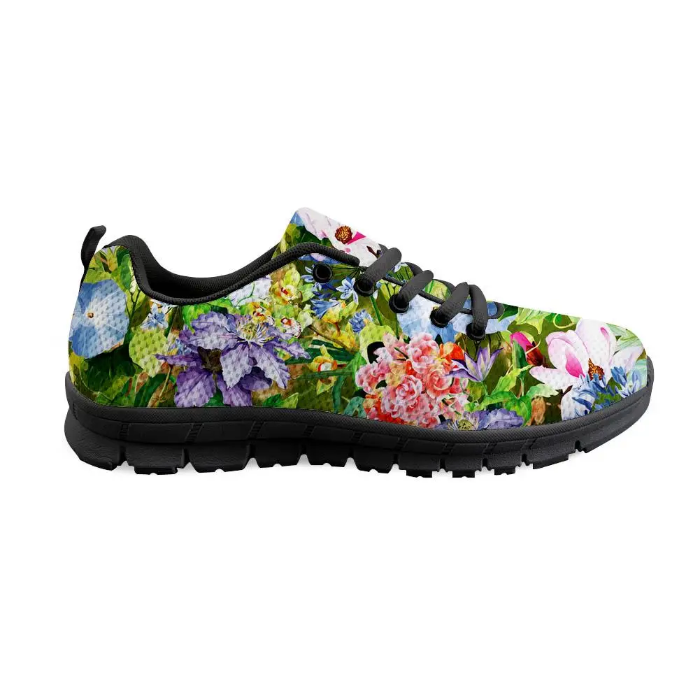 Small Fresh Women's Sport Shoes Lace Up Flower Prints Trendy Ladies Autumn Sneakers Breath Mesh Floral Footwear Feminino Sapatos