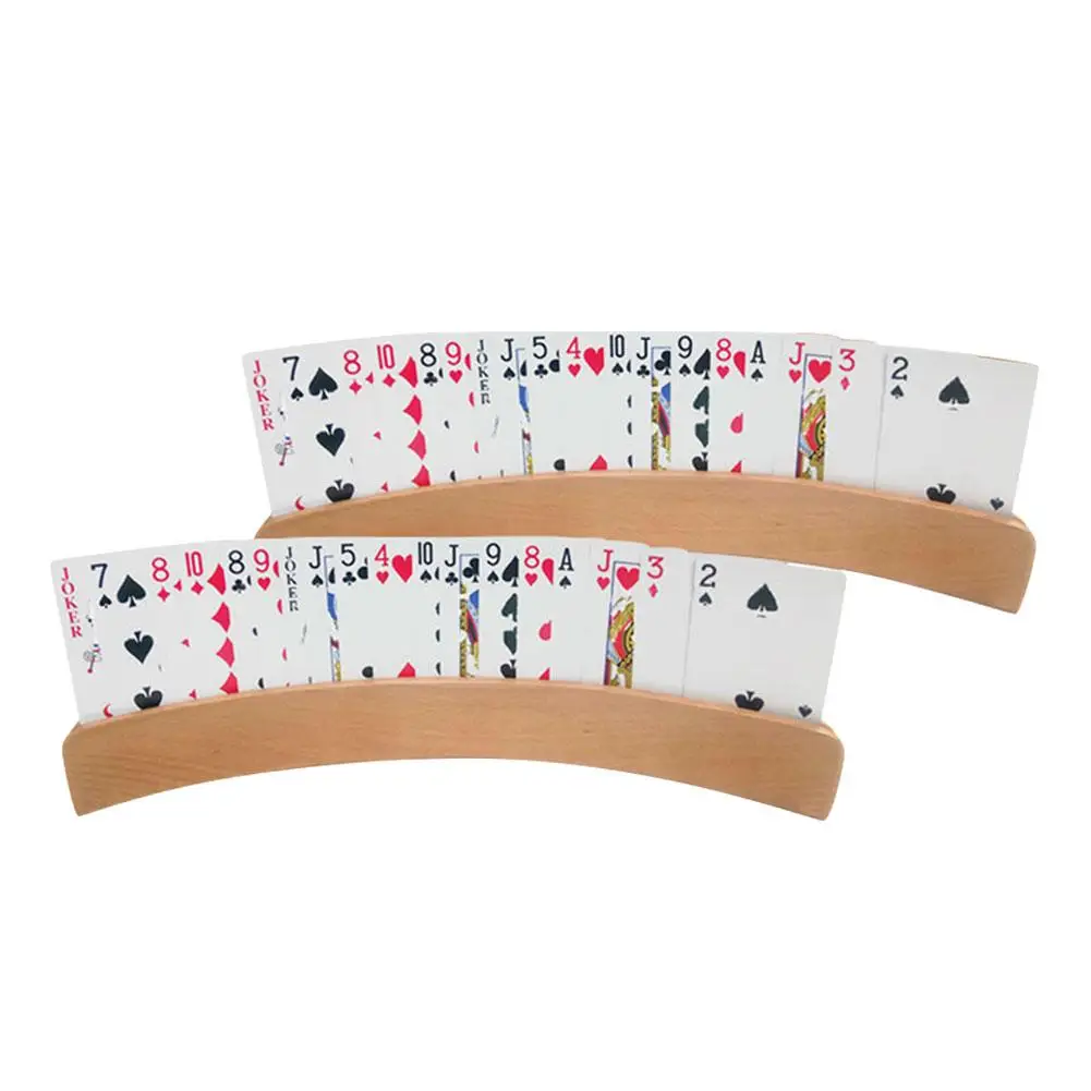 2pcs Wooden Hands-Free Playing Card Holder Board Game Poker Seat Lazy Poker Base Drop Shipping